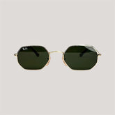 Lunettes de soleil hexagonales vertes – Monture dorée homme & femme