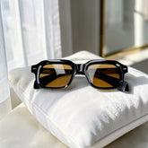 Lunettes carrées unisexe – verres ambré