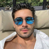 Lunettes de Soleil Homme “Aqua Mirror” - Verres Bleus Miroirs & Monture Noire