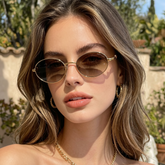 Golden Amber Glow – Lunettes de Soleil Femme Oval