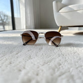 Lunettes Hexagonales Unisexe Marron Dégradé