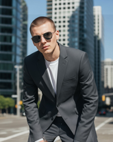 Monture métallique argentée & verres gris polarisés