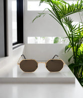 City Vision Octogonales Dorées – Verres Marron Classiques