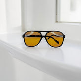 Lunettes pilote unisexe noir – verres ambré