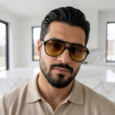 Lunettes pilote noir ambré