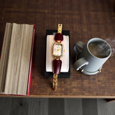Montre Femme Dorée Bordeaux | Élégance Chic & Intemporelle