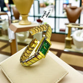 Montre femme dorée – Cadran vert rectangulaire style Rolex