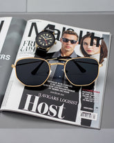 Monture Dorée & Verres Noirs