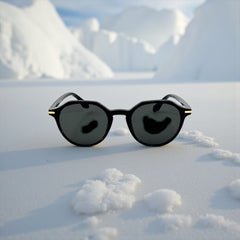 Lunettes rondes noires – Verres noirs foncé