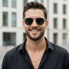 Lunette Aviateur Homme – Monture Crystal & Verres Noir UV400