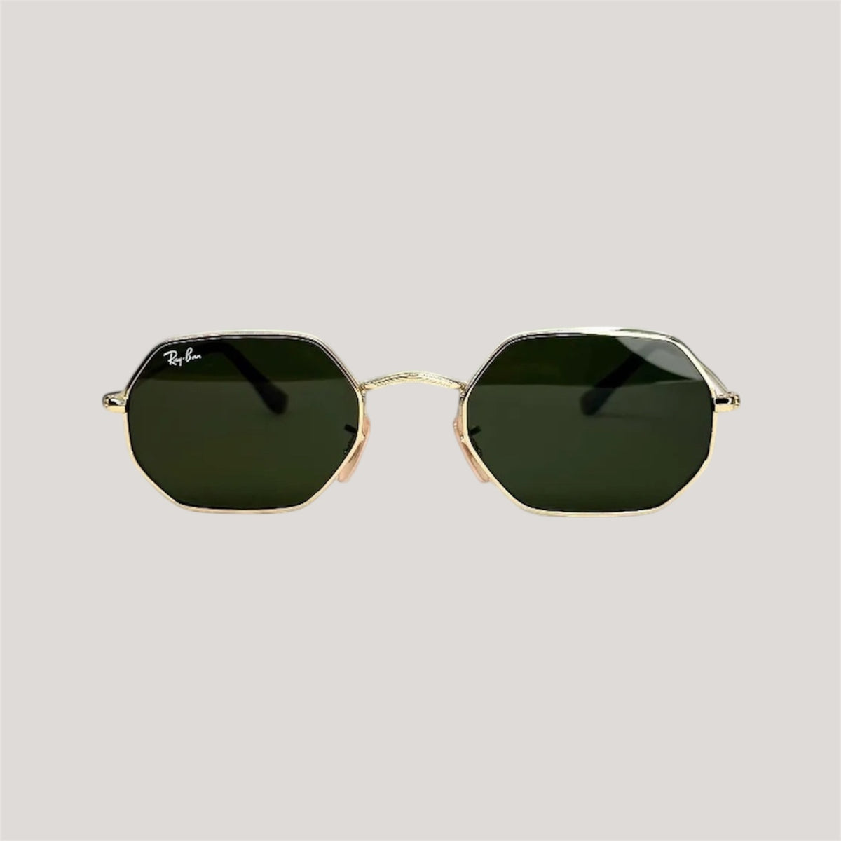 Lunettes de soleil hexagonales vertes – Monture dorée homme & femme