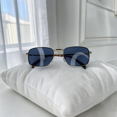 Lunettes Rectangulaires Rétro-Chic - Bleu Royal & Or - Collection Été