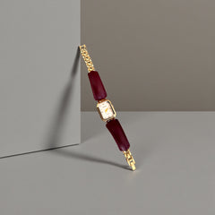 Montre Femme Dorée Bordeaux | Élégance Chic & Intemporelle