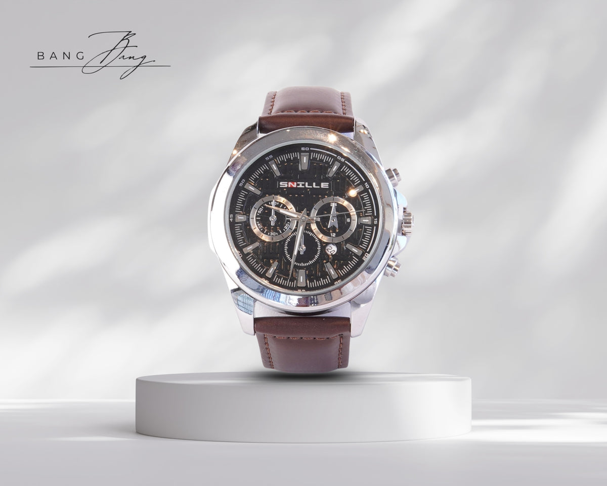 ⏱️ Chronographe Élégance Cuir marron