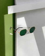 Lunettes Octogonales Vertes – Monture Dorée Élégante