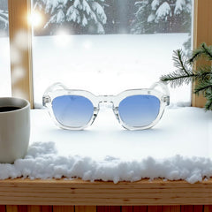 Monture transparente & verres dégradés bleu glacier