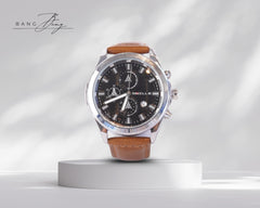 ⏱️ Chronographe Élégance Cuir Camel