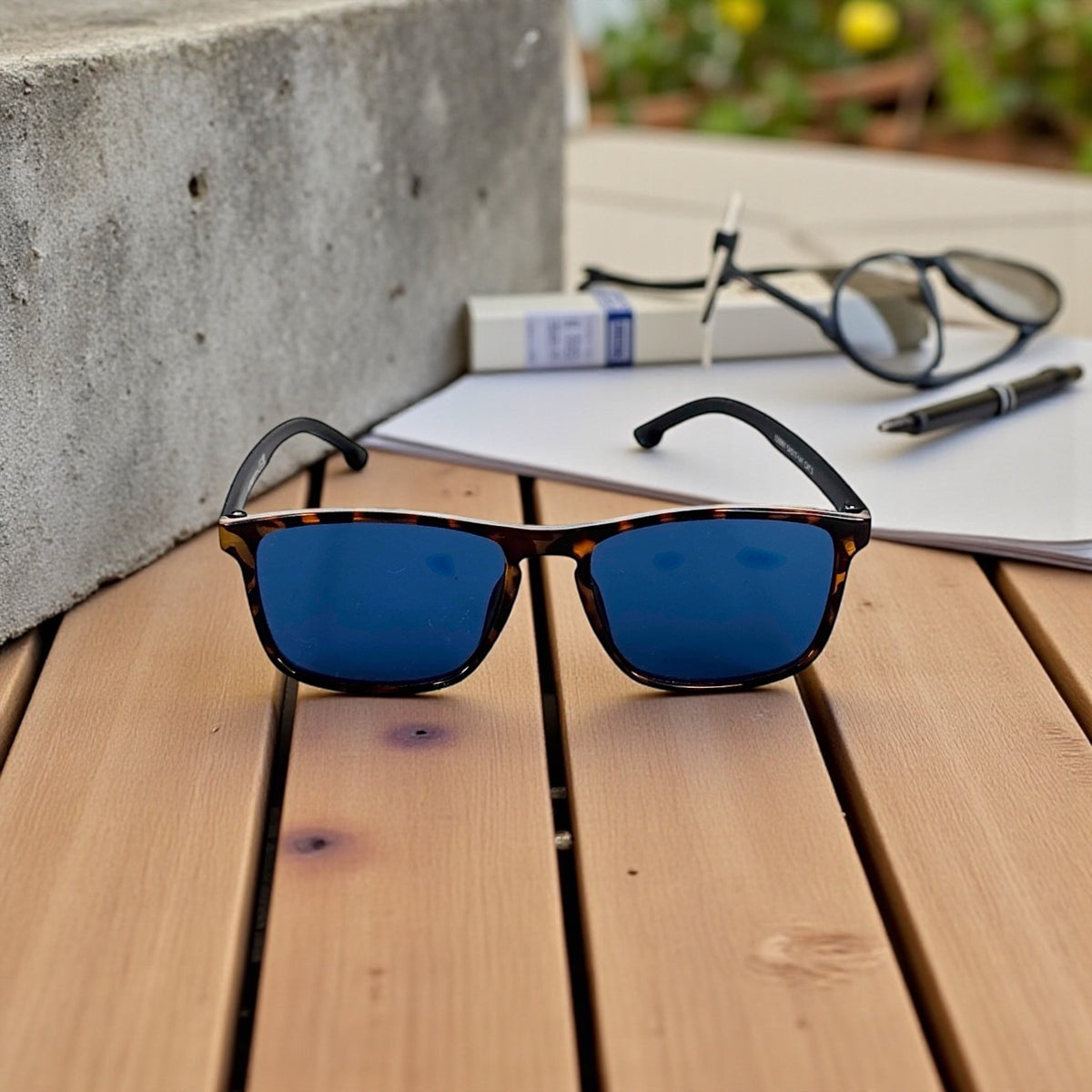 Monture écaille & verres bleus