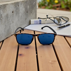 Monture écaille & verres bleus