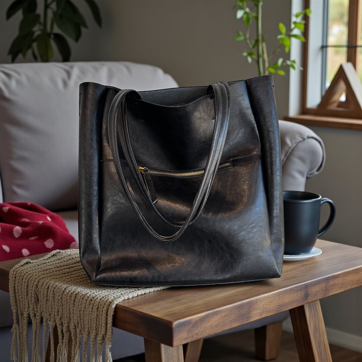Tote Noir – Cuir Premium & Coupe Structurée