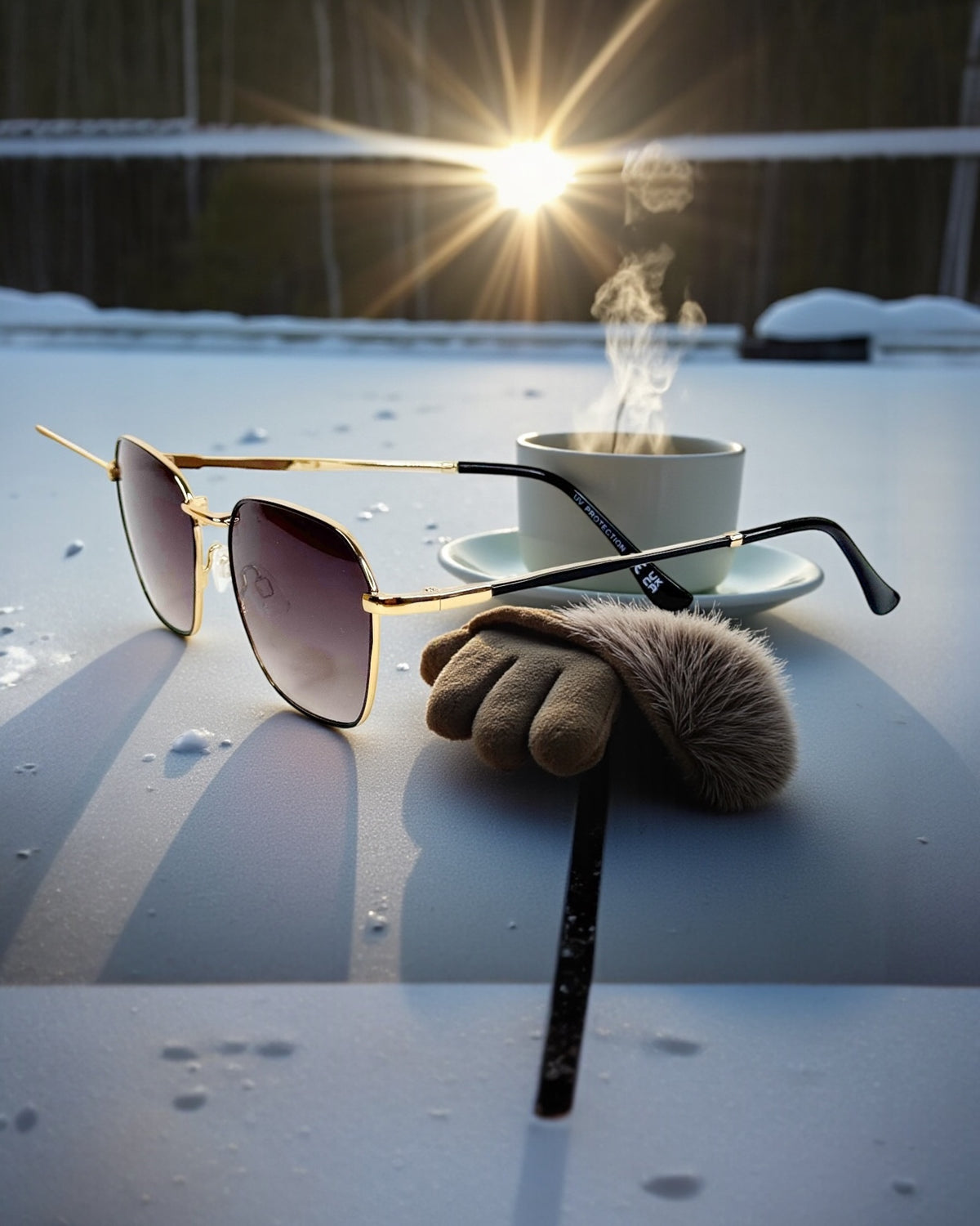 Monture dorée & verres marron dégradés