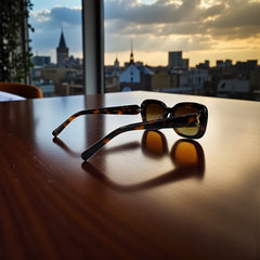 Lunettes de Soleil Femme – Saint Laurent Carrée Havana & Gold