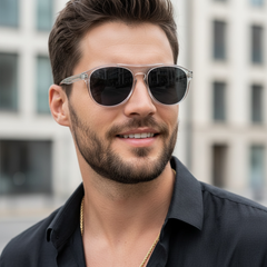 Lunette Aviateur Homme – Monture Crystal & Verres Noir UV400