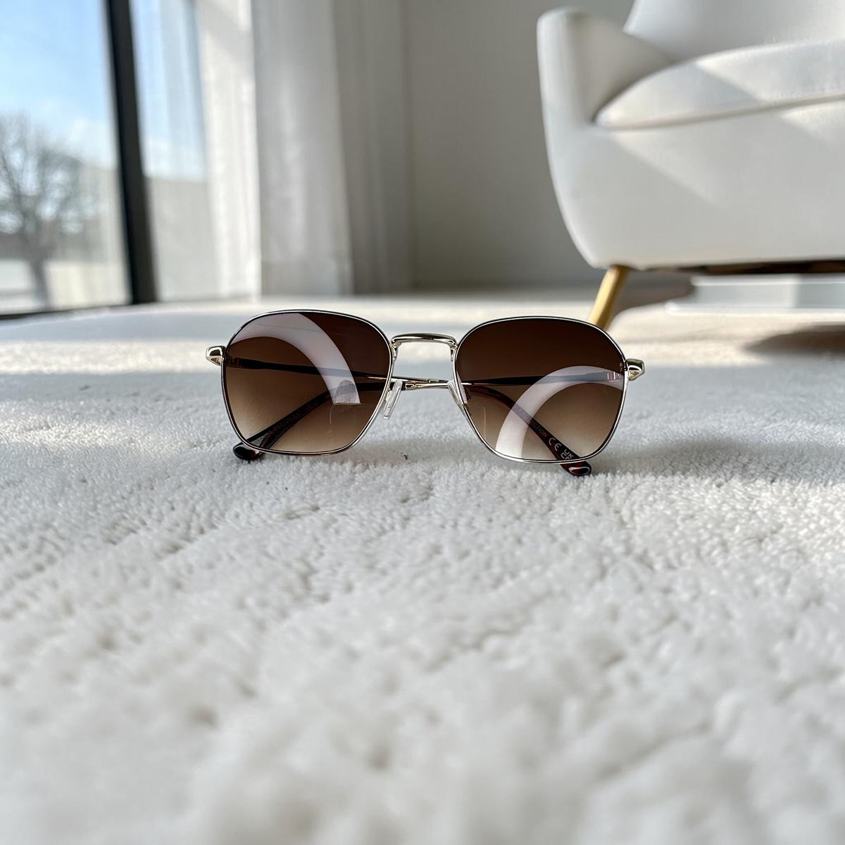 Lunettes Hexagonales Unisexe Marron Dégradé