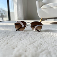 Lunettes Hexagonales Unisexe Marron Dégradé