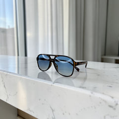 Lunettes pilote tigrée – verres bleu dégradé