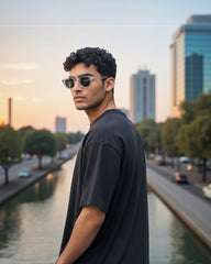 Monture transparente & verres noirs