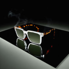 Lunettes carrées transparentes – Verres verts