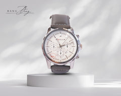 ⏱️ Chronographe Élégance Cuir gris