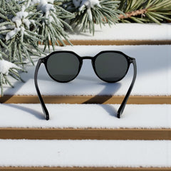 Lunettes rondes noires – Verres noirs foncé