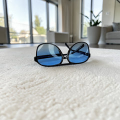 Lunettes pilote noires – verres bleu dégradé