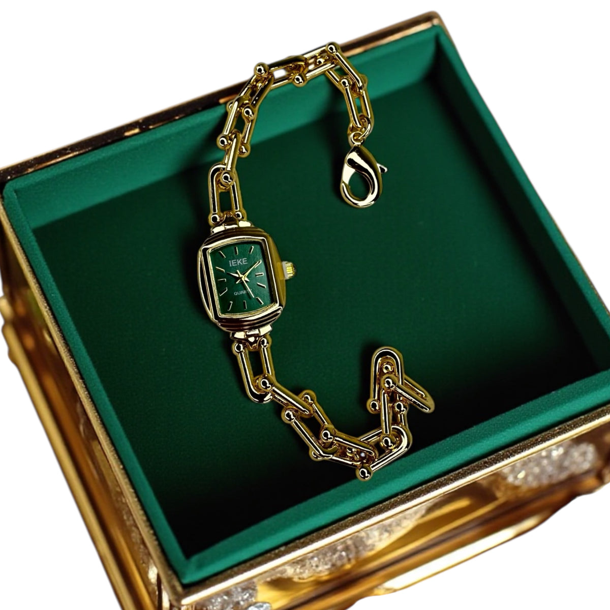 Montre Femme Dorée – Cadran Vert – IEKE