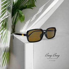 🕶️ Black Rectangular – Amber Lenses