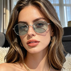 Lunettes de Soleil Femme Round-Oval – Silver Mist Edition
