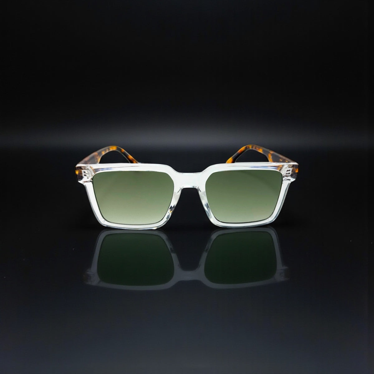 Lunettes carrées transparentes – Verres verts