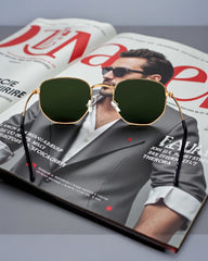 Monture Dorée & Verres Verts G15