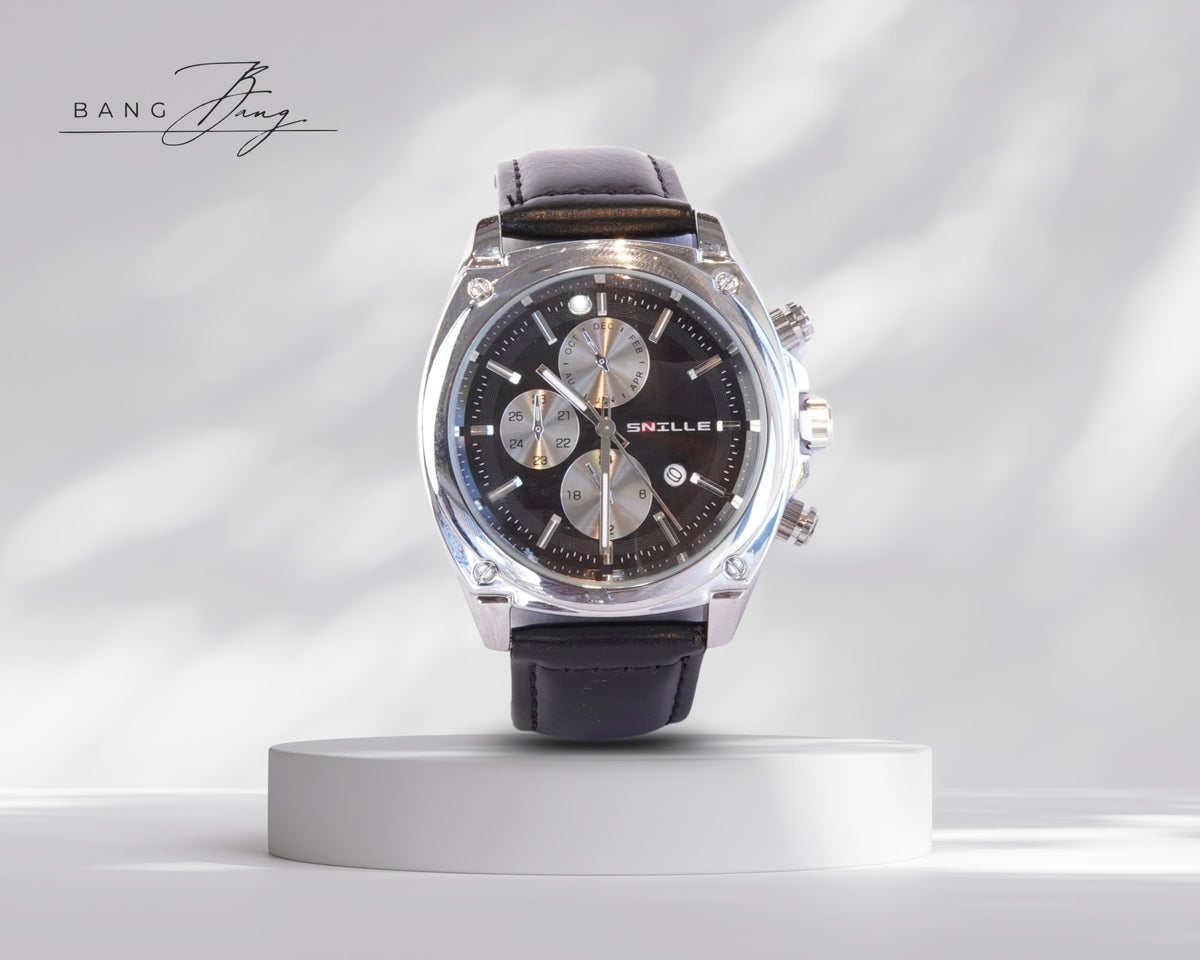 ⏱️ Chronographe Élégance Cuir noir