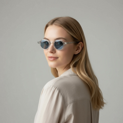 Style Rond Transparent & Bleu