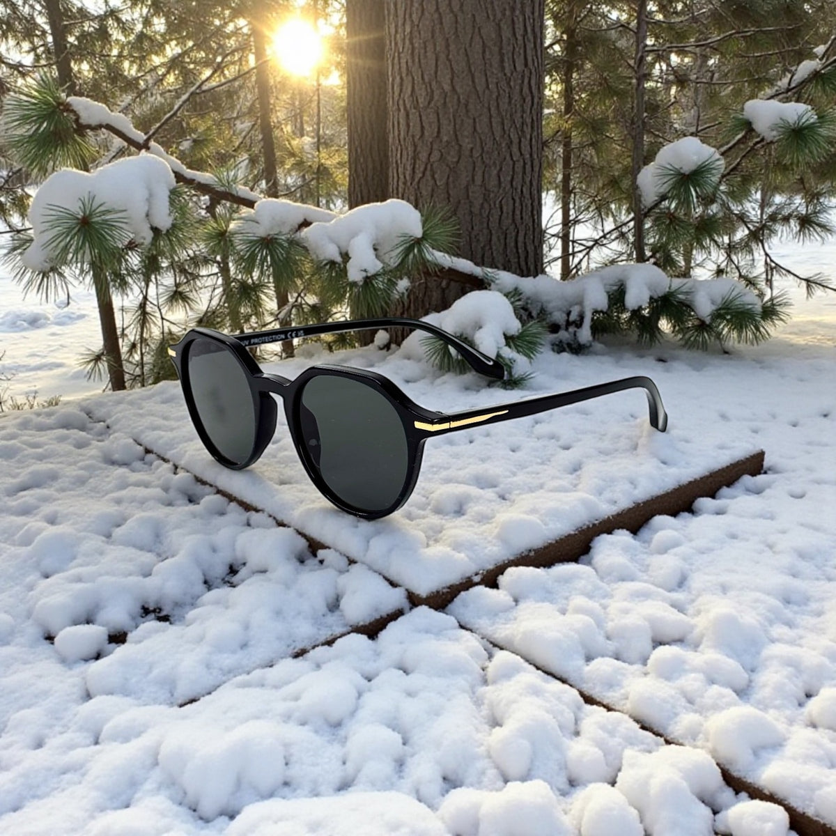 Lunettes rondes noires – Verres noirs foncé