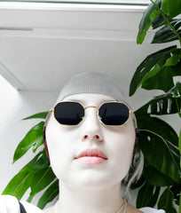 City Vision Octogonales Dorées – Verres Noirs Profonds