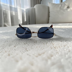 Lunettes Rectangulaires Rétro-Chic - Bleu Royal & Or - Collection Été