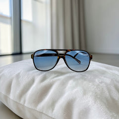 Lunettes pilote tigrée – verres bleu dégradé