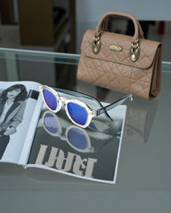 Monture transparente & verres bleus miroir