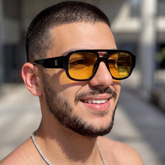 Lunettes de Soleil Homme Oversized – Black Orange Edition