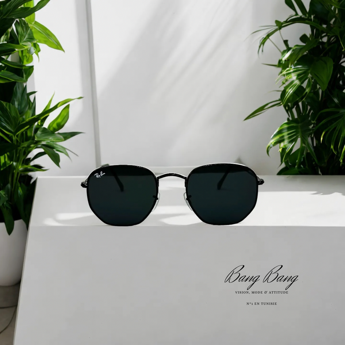 Ray-Ban RB3548N – Lunettes de soleil Hexagonales Noir & Verres Foncés