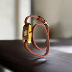 Montre Femme Dorée Fine | Bracelet Cuir Marron